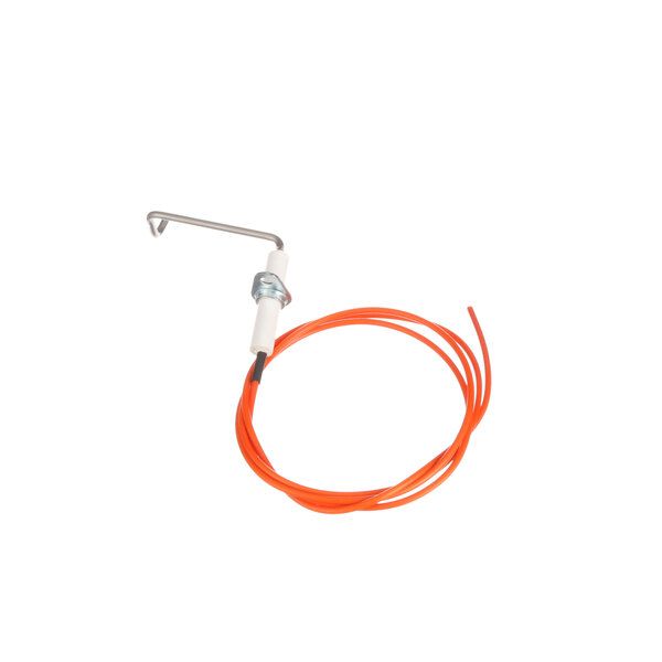 An orange wire with a white connector hooked to a Crown Steam igniter sensor.