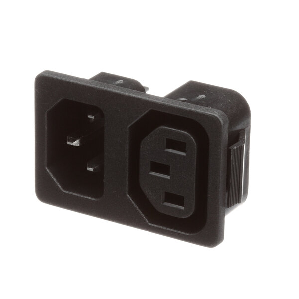 A black Pitco power connector with two plugs.