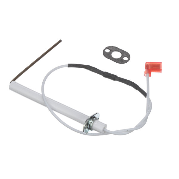 A white and red Rational ignition electrode with a black wire.