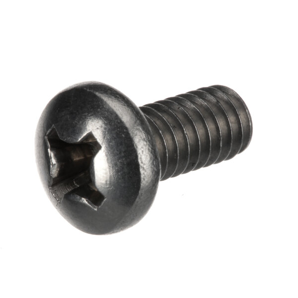 A close-up of a BevLes screw with a black head.