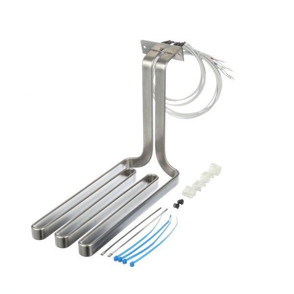 A Frymaster stainless steel heating element with wires.