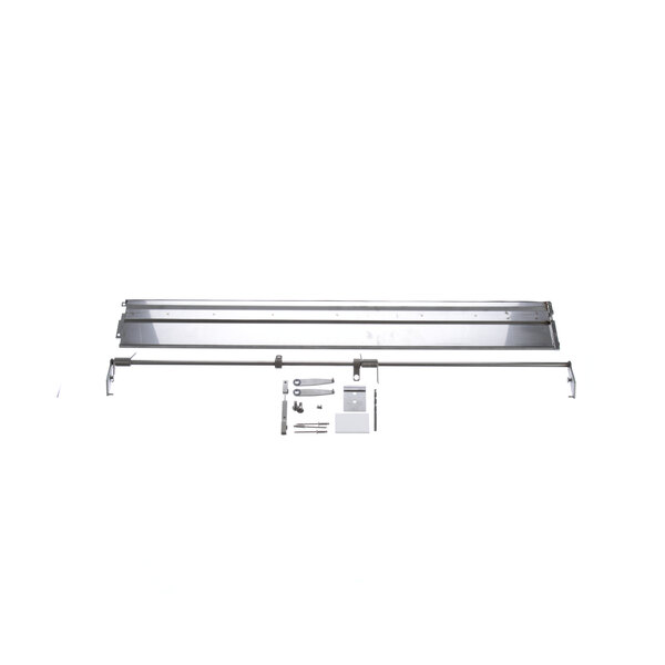 A stainless steel Rational pre heat mechanism shelf with a metal frame and parts.