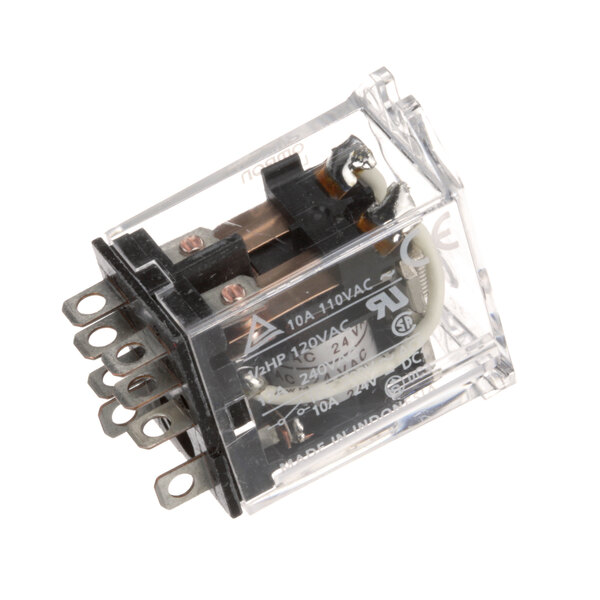 A transparent electrical device with wires.