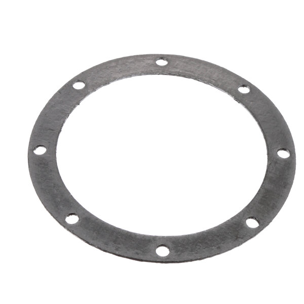 A white circular metal gasket ring with holes.
