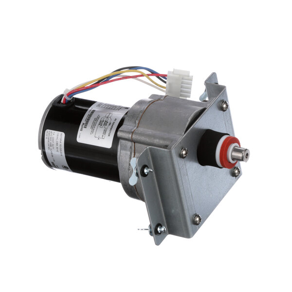 A small metal electric motor with wires.