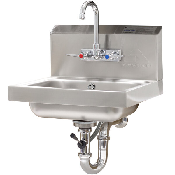 Advance Tabco 7-PS-50 Hand Sink with Splash Mount Faucet and Lever Operated Drain - 17 1/4" x 15 1/4"