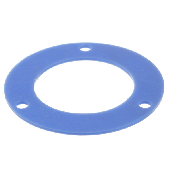 A blue rubber seal with a white circle and holes.