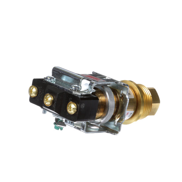 A close-up of the Groen Z099244 Pressure Switch, a brass mechanical device with a gold handle.