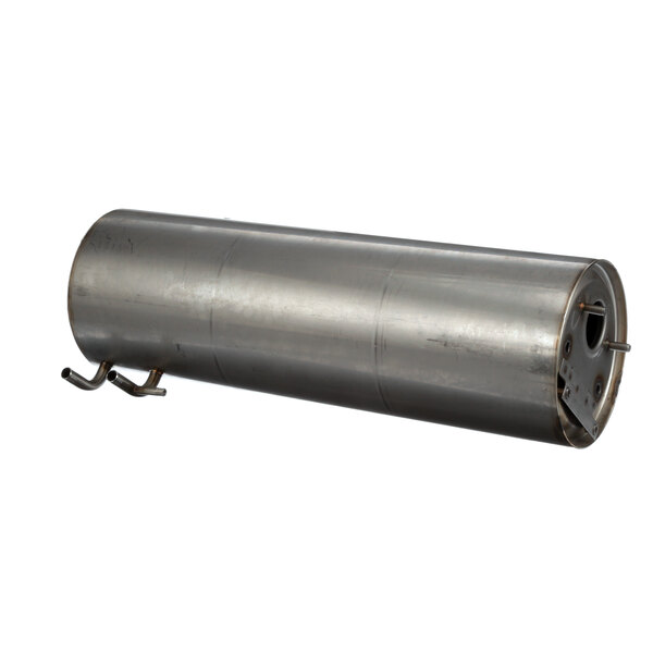 A stainless steel cylindrical barrel with metal handles.