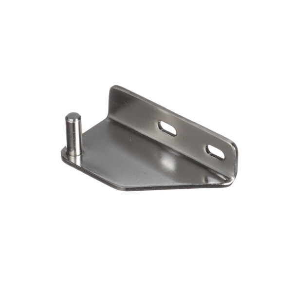 A Franke stainless steel door hinge bracket with a screw.