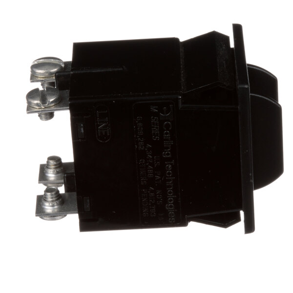 A black rectangular Carter-Hoffmann switch with white text and two screws.