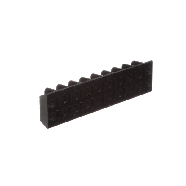 A black plastic Master-Bilt terminal block with 8 holes.
