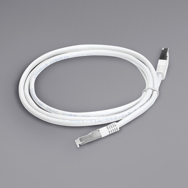 A white Rational bus cable with a black tip.