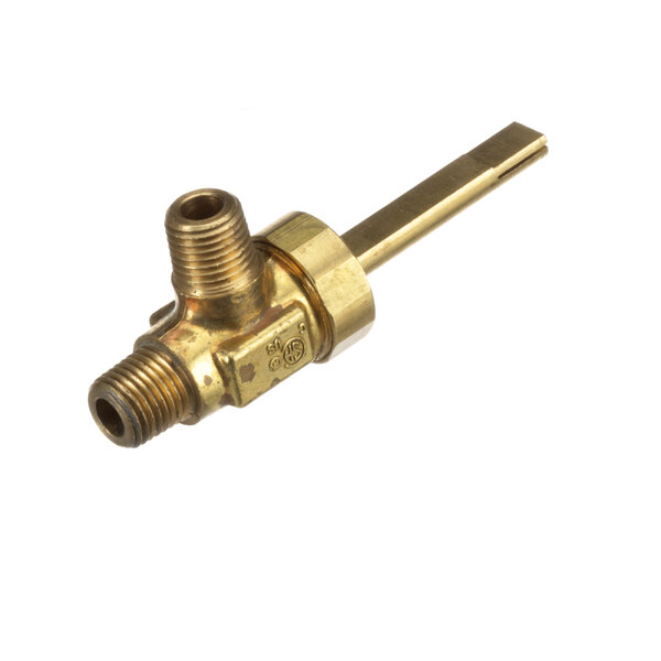 A brass US Range valve with a threaded nozzle.