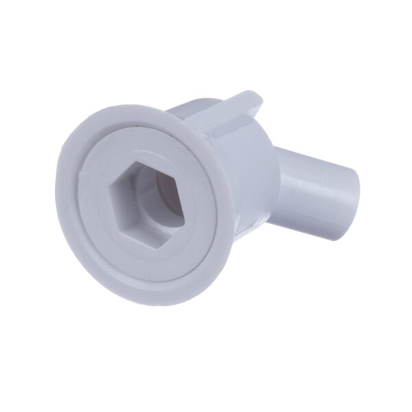 A white plastic Master-Bilt drain flange with an adapter.
