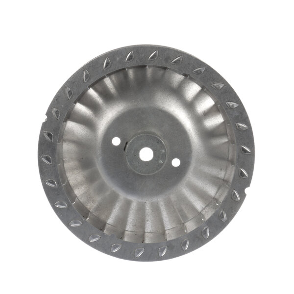 A white circular metal disc with holes.