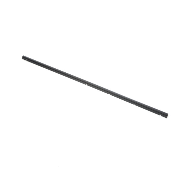 A long black metal rod with an angle on one end on a white background.