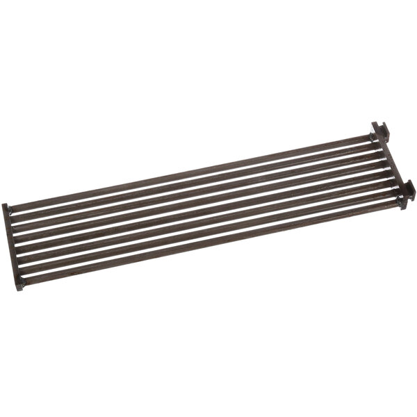 A black metal Bakers Pride grate with four rods.