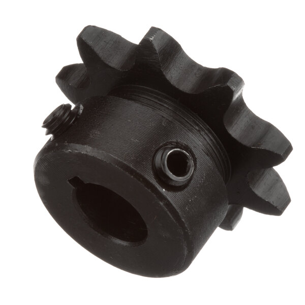 A black metal Imperial sprocket with two holes.