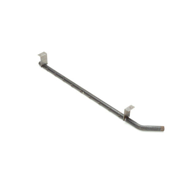 A long metal bar with holes and a metal rod.