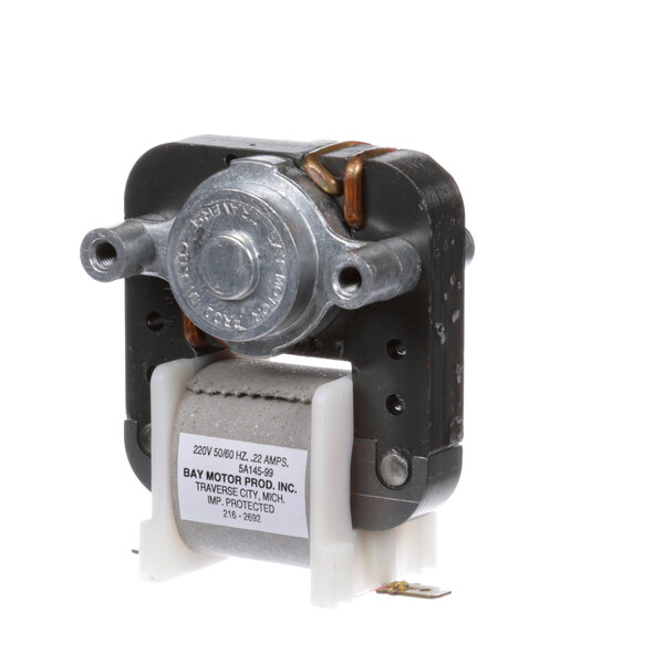 A Delfield 2162692 motor with a white cover and a round metal knob.