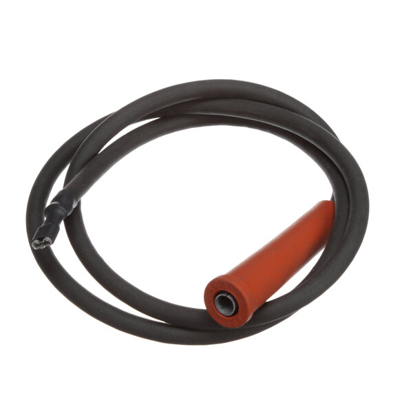 A black and orange cable with a red plug, a black and red cable from Doyon Baking Equipment.