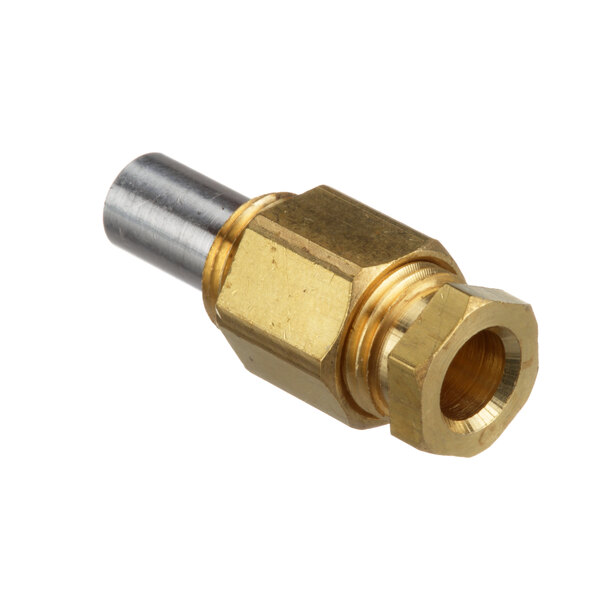 A gold and silver metal Nieco 2182 orifice pilot connector.
