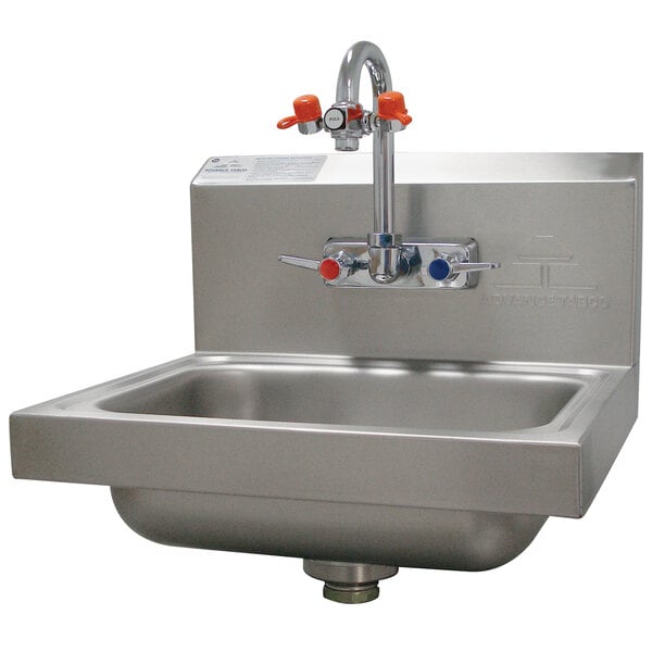 Advance Tabco 7-PS-55 Hand Sink with Emergency Eye Wash Attachment - 17 1/4" x 15 1/4"