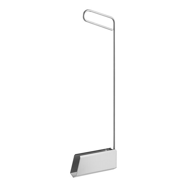 A metal Pitco crumb scoop with a white handle.