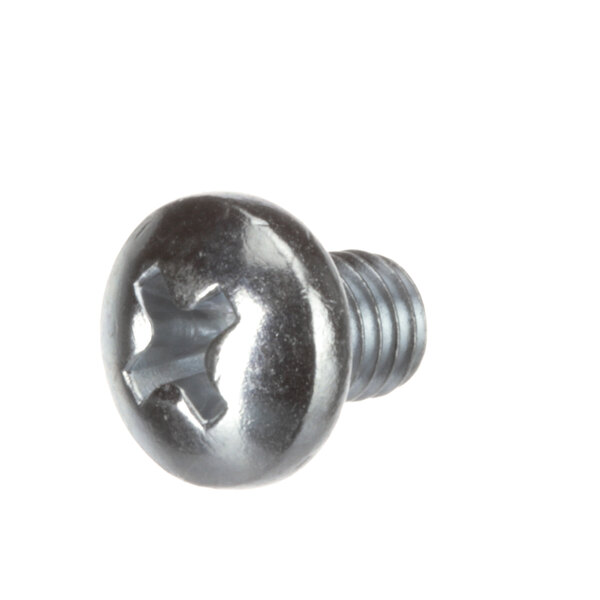 A close-up of a US Range pan head screw with a silver finish.