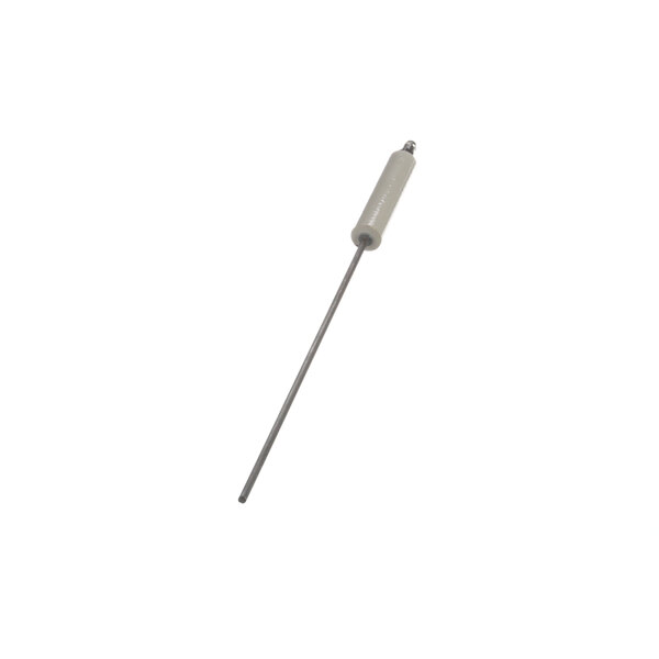 A metal rod with a long white handle.