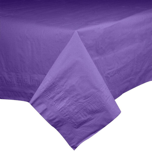 Hoffmaster 220639 54" x 108" Cellutex Purple Tissue / Poly Paper Table Cover - 25/Case
