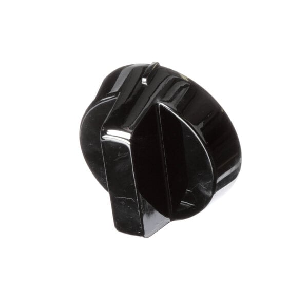 A black plastic Vollrath knob with a hole.