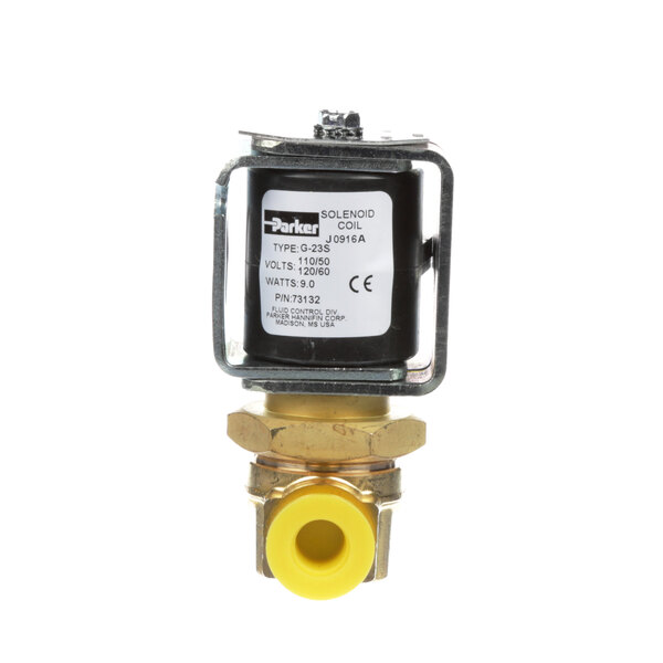 A Cleveland open coil solenoid valve with a yellow cap.