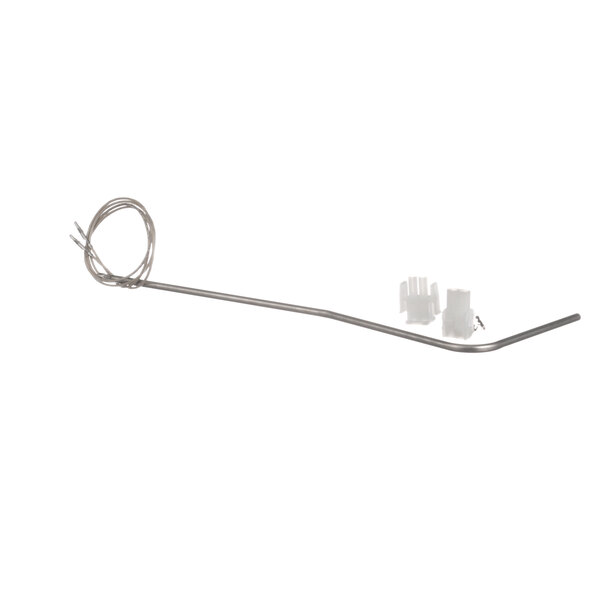 A stainless steel metal rod with a wire and a small hook.