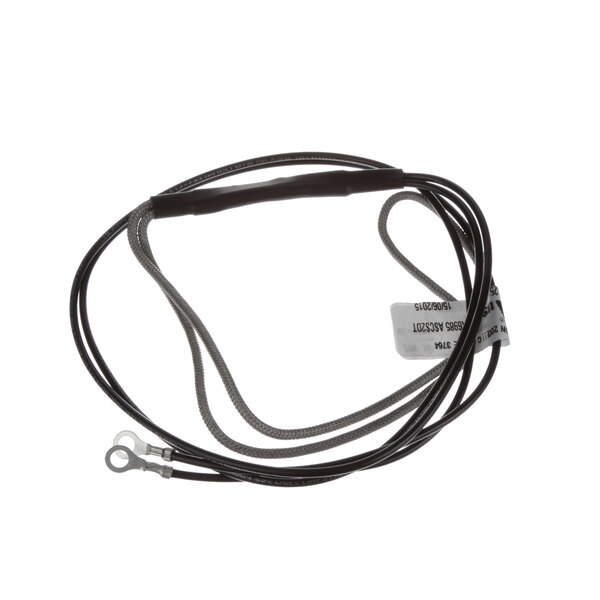 A Randell drain line heater with a black and grey cable and metal hook.
