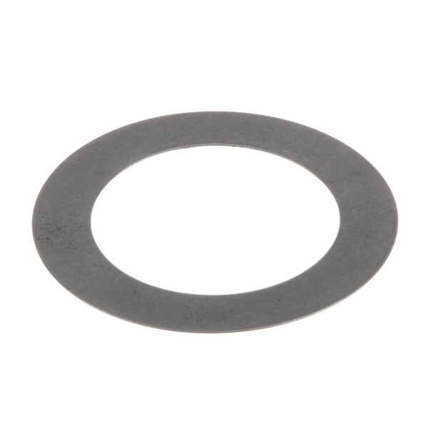A round stainless steel shim with a black border.