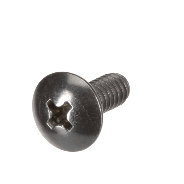 A close-up of a US Range stainless steel screw with a hole in the top.