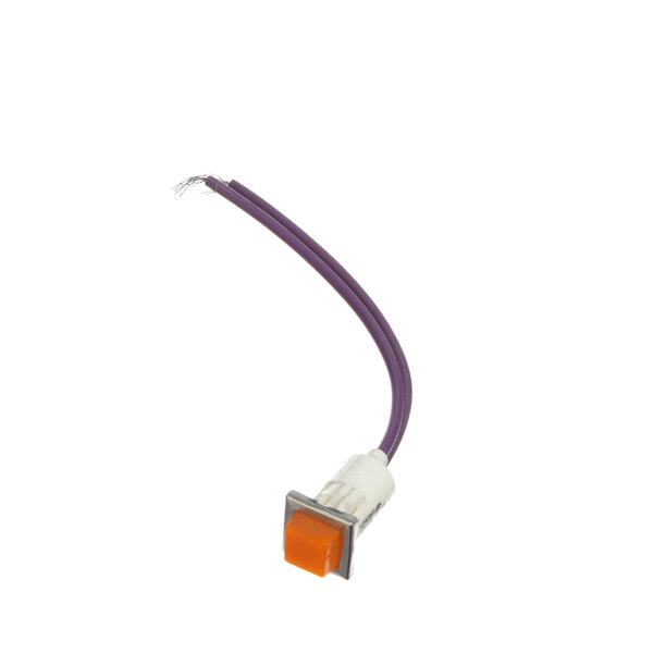 A Cleveland rectangular signal light with an amber and purple bulb.