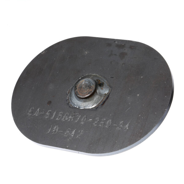 A Cleveland metal plate with a handhole screw.