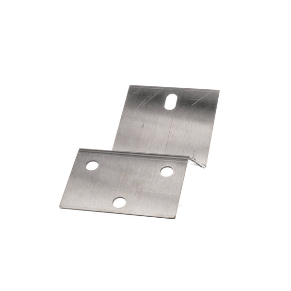 Two stainless steel Groen hinge cover brackets.
