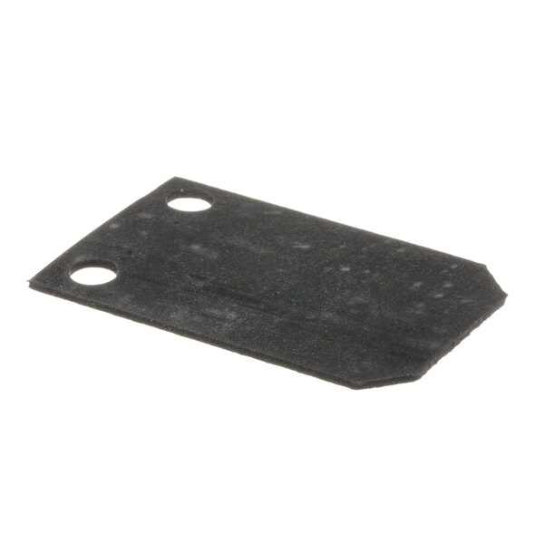 A black metal rectangular flap with holes.