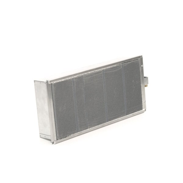 A metal rectangular object with a wire mesh on the bottom.