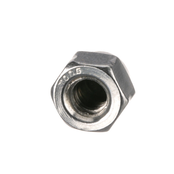 A close-up of a Lang hex nut with a metal cap.