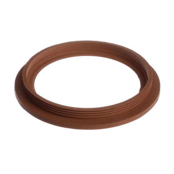 A brown round rubber gasket bowl seal.