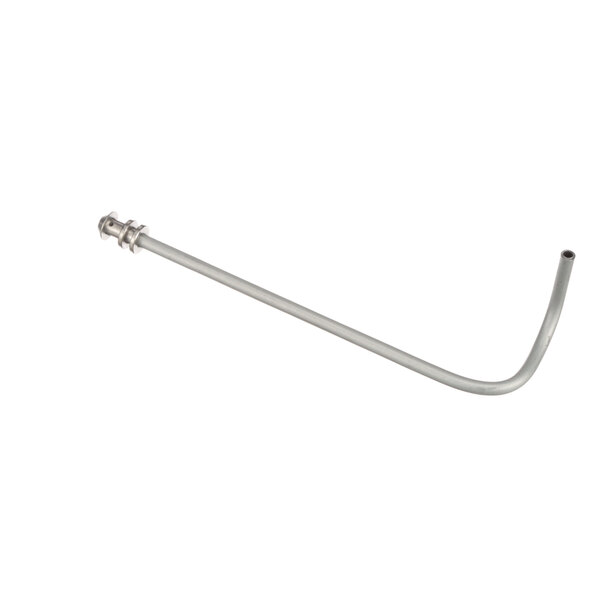 A curved metal rod with a screw at one end.