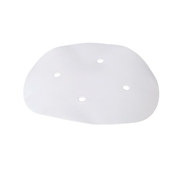 A white Teflon diaphragm with holes in it.