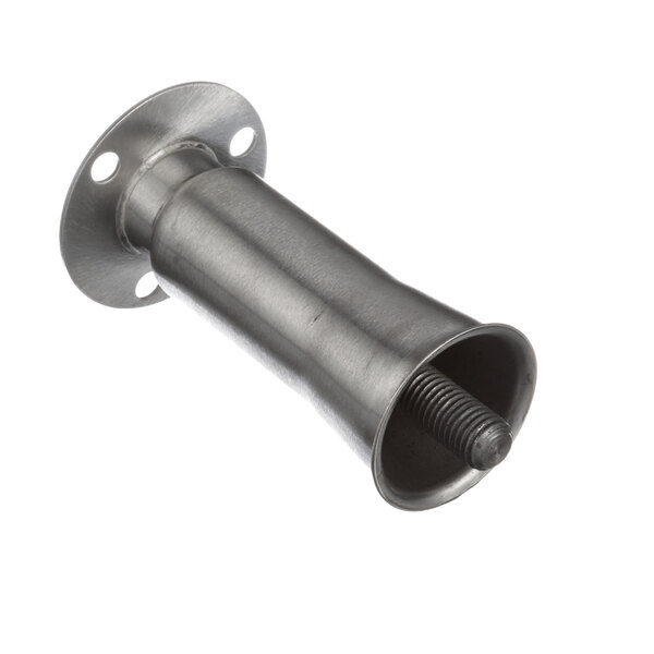 A stainless steel metal pipe with a flange and screw.
