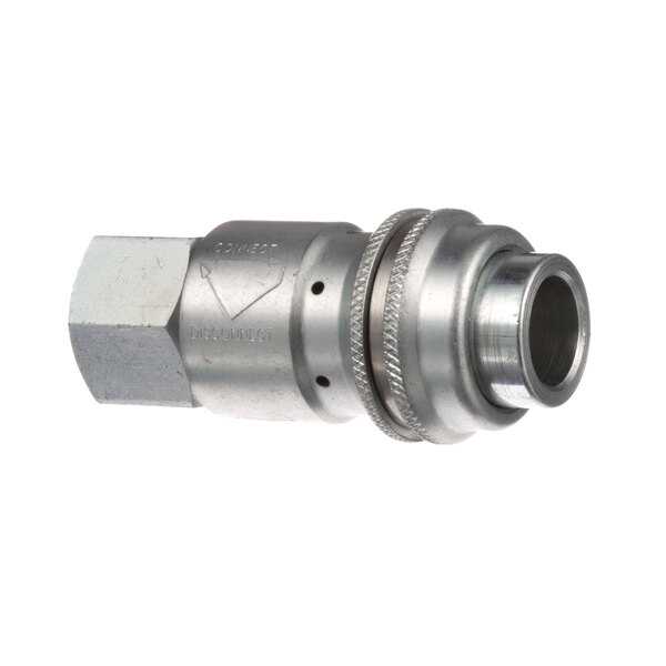 A stainless steel Cleveland Quick Disconnect threaded nut.