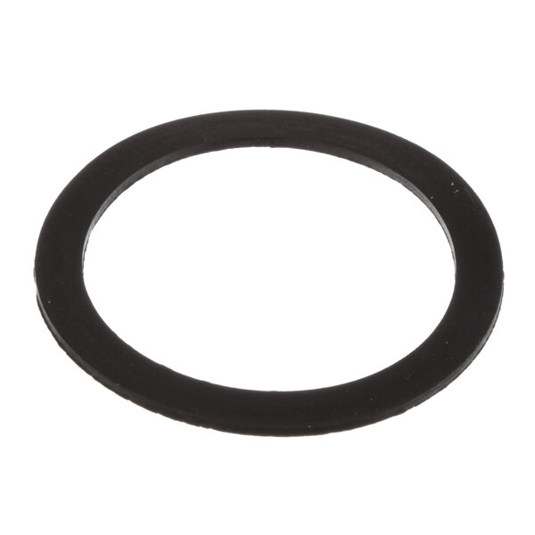 A black round rubber gasket with a white background.